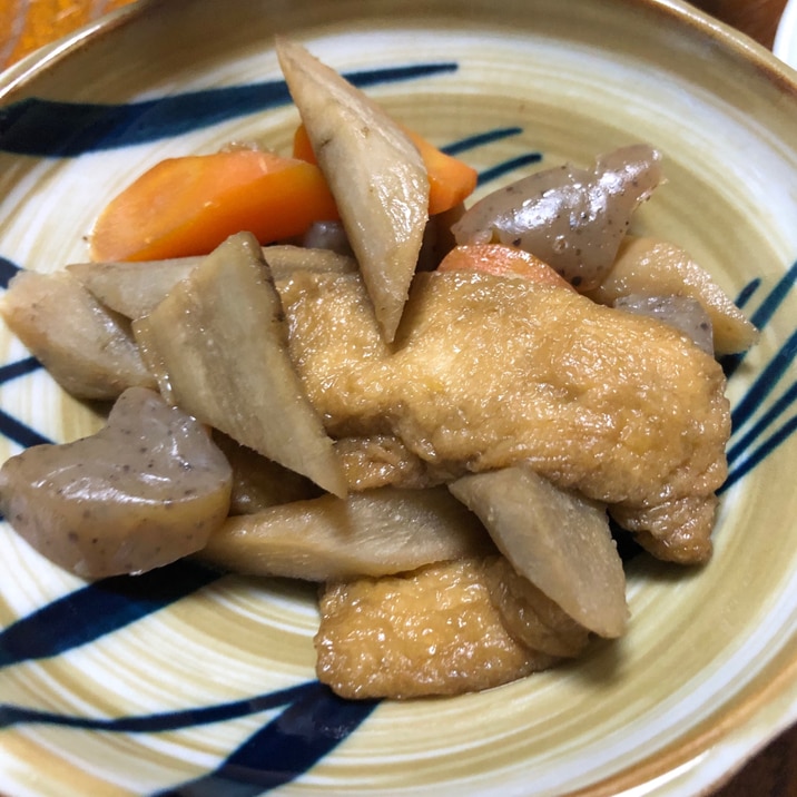 根菜の煮物(ごぼう、人参、こんにゃく、油揚げ)